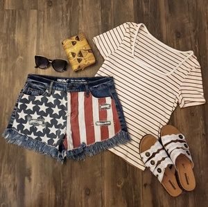 Mossimo star spangled banner Jean shorts
